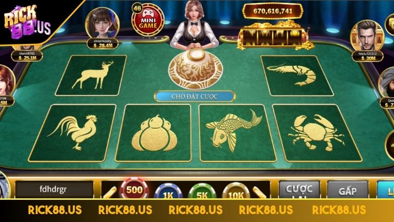 Luật chơi cơ bản của game Bầu Cua RICK88 xanh chín